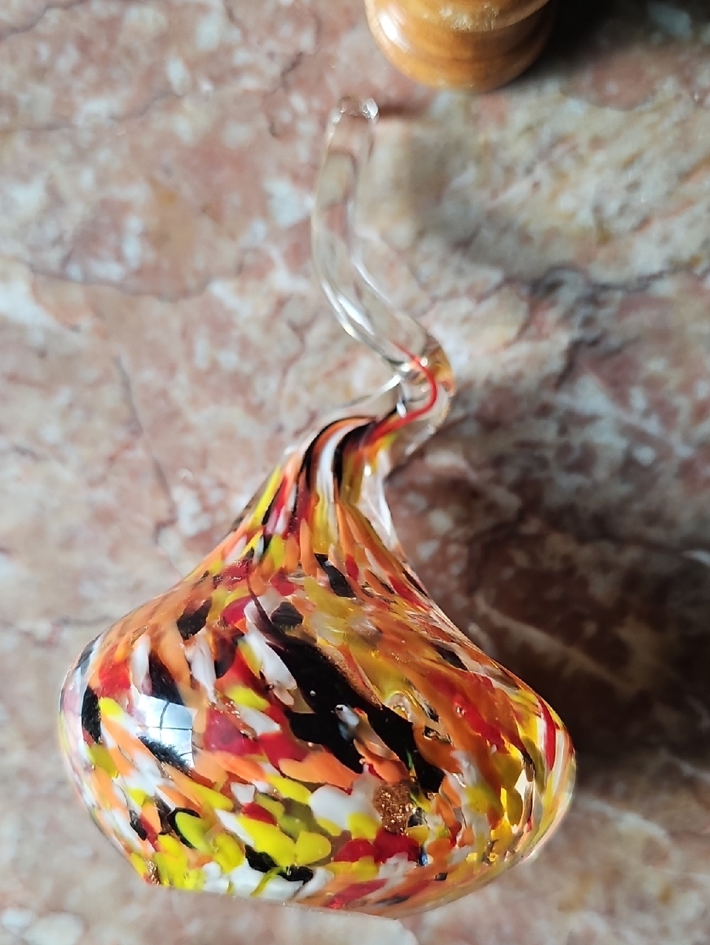 Vintage Handblown Glass Art Figurine in Vibrant Confetti Colors - Picture 4 of 4
